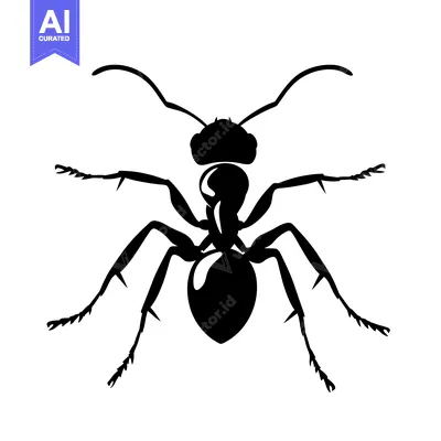 Aset premium populer: Black and White Silhouette of an Ant with Six Legs and Antennas