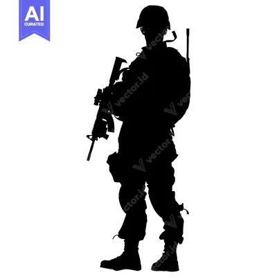 Premium design asset: Silhouette of a Soldier Holding a Rifle