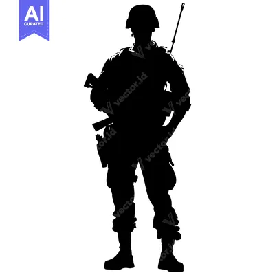 Silhouette of a Soldier Holding a Rifle