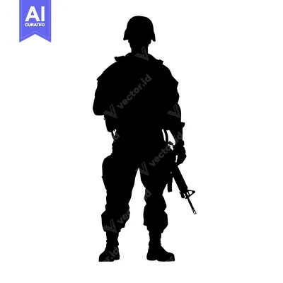 Aset premium populer: Silhouette of a soldier holding a rifle