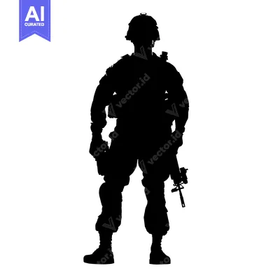 Silhouette of a Soldier Holding a Rifle
