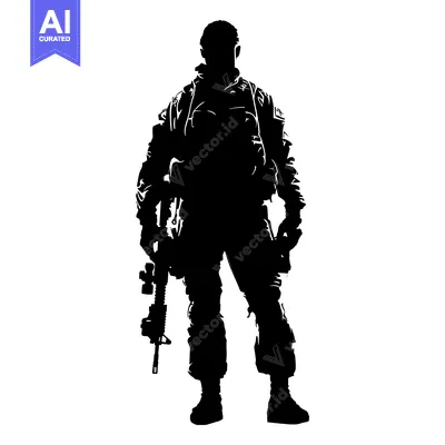 Silhouette of a Soldier Holding a Rifle