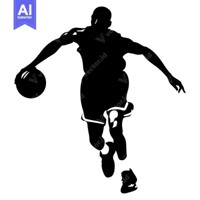 Aset premium populer: Silhouette of a Basketball Player Dribbling the Ball