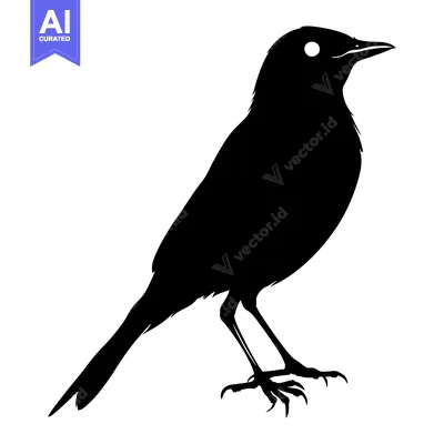 Black and White Silhouette of a Bird with Sharp Claws