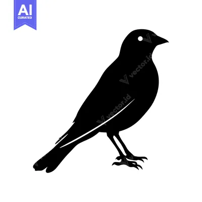 Aset premium populer: Black Silhouette of a Bird with White Eye