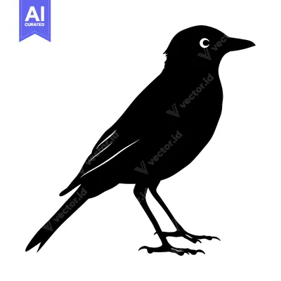 Premium design asset: Black Silhouette of a Bird with White Eye