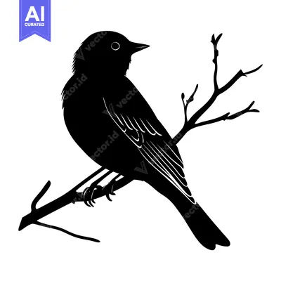 Silhouette of a Bird Perched on a Branch