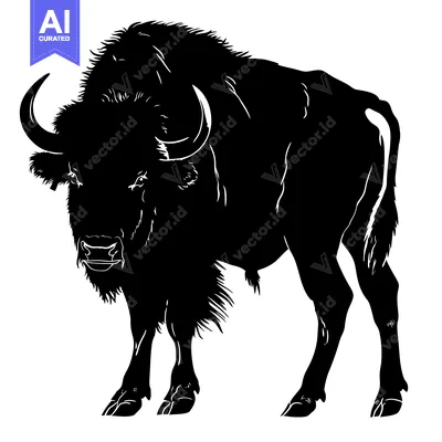 Silhouette of a Majestic Bison Standing Proudly.