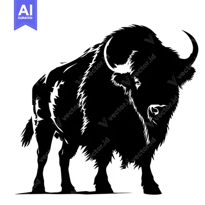 Silhouette of a Majestic Bison Standing Proudly in a Field.