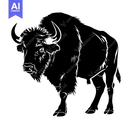 Silhouette of a Majestic Bison Standing Proudly.
