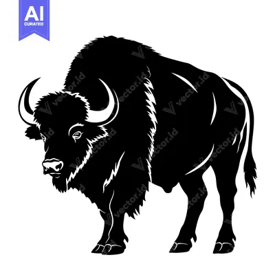 Silhouette of a Majestic Bison Standing Proudly.
