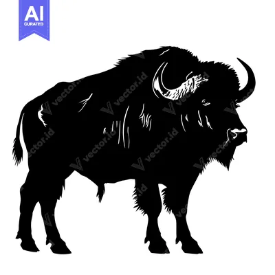 Silhouette of a Majestic Bison Standing Proudly in Profile.