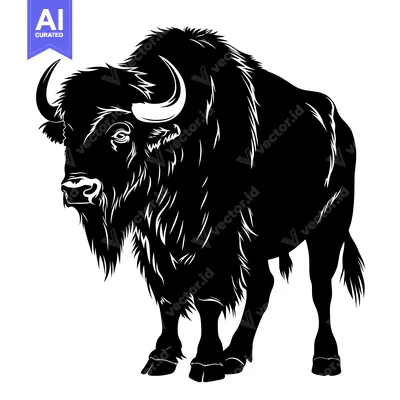 Silhouette of a powerful American Bison standing majestically.