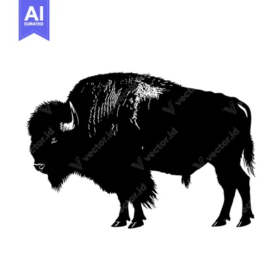 Aset premium populer: Silhouette of a majestic American Bison standing on a white background