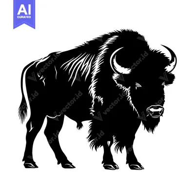 Silhouette of a Majestic Bison Standing Proudly in a Field.