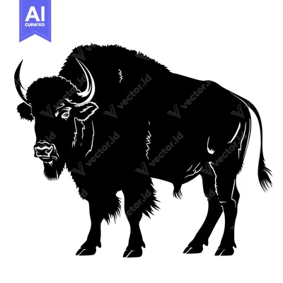 Silhouette of a Majestic American Bison Standing Proudly in a Field.