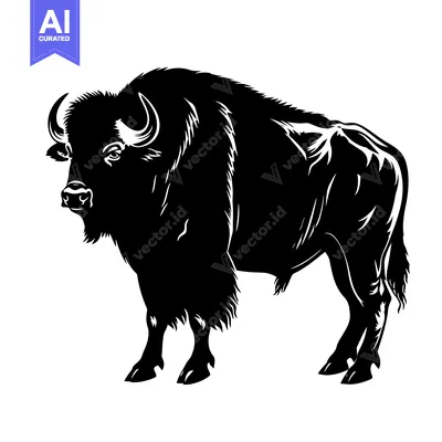 Silhouette of a Majestic Bison Standing Proudly.