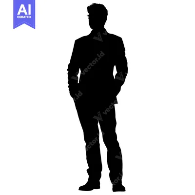 Aset desain premium: Silhouette of a Man Wearing a Suit and Glasses