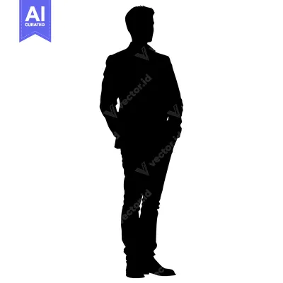 Aset desain premium: Silhouette of a Man Standing with His Hands in His Pockets