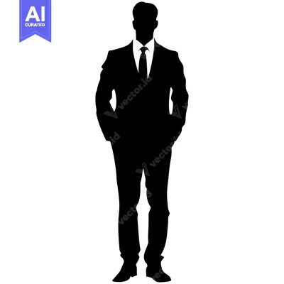 Aset desain premium: Silhouette of a Man in a Suit and Tie