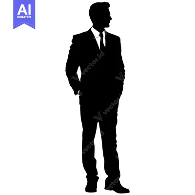 Popular premium asset: Silhouette of a Man in a Suit, Standing with Hands in Pockets
