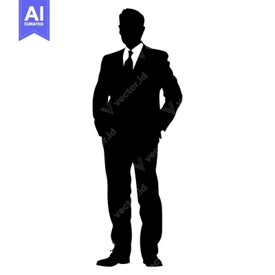 Aset premium populer: Silhouette of a Man in a Suit with Hands in Pockets