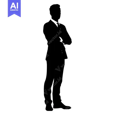 Aset premium populer: Silhouette of a Man in a Suit with Arms Crossed