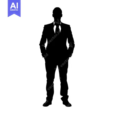 Silhouette of a Man in a Suit with Hands in Pockets