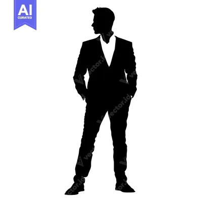 Aset premium populer: Silhouette of a Man in a Suit with Hands in Pockets