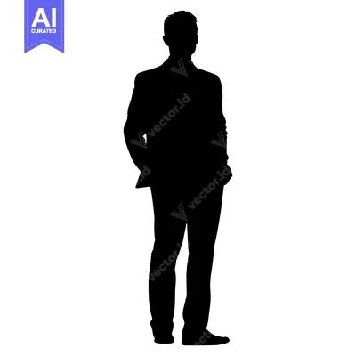 Aset premium populer: Silhouette of a Man in a Suit Standing with Hands in Pockets
