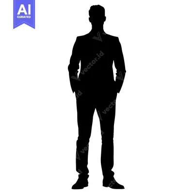 Aset premium populer: Silhouette of a man in a suit with hands in pockets