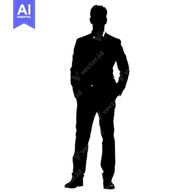 Aset premium populer: Silhouette of a Man in a Suit with Hands in Pockets