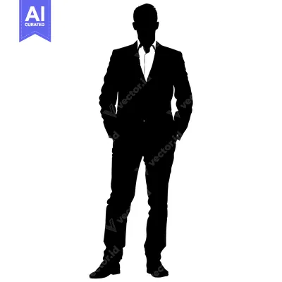 Aset premium populer: Silhouette of a Man in a Suit with Hands in Pockets