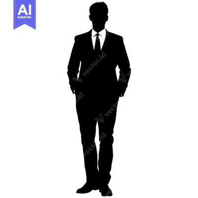 Silhouette of a Man in a Suit Standing with Hands in Pockets