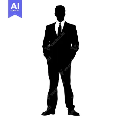 Premium design asset: Black and White Silhouette of a Man in a Suit