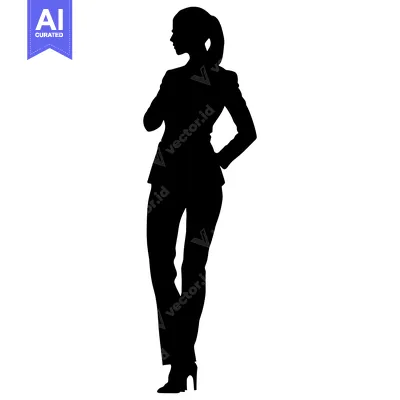 Premium design asset: Silhouette of a Woman in a Suit with Her Hand on Her Hip