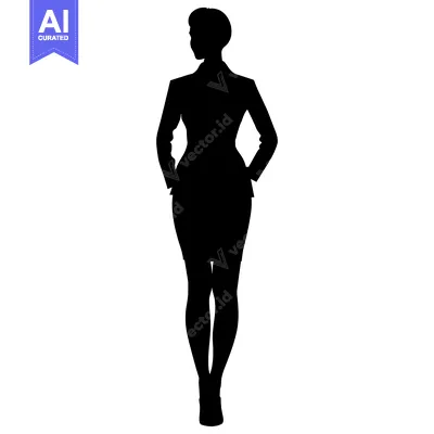 Aset premium populer: Silhouette of a Woman in a Suit Standing with Hands in Pockets