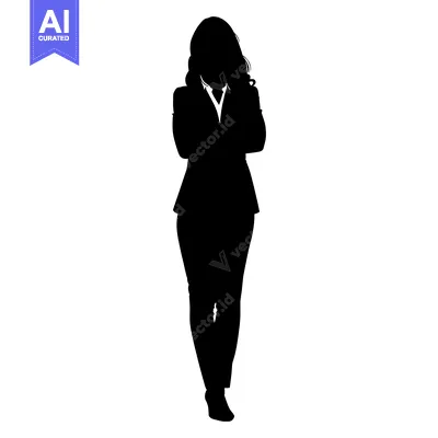 Aset premium populer: Silhouette of a Woman in a Suit with Arms Crossed