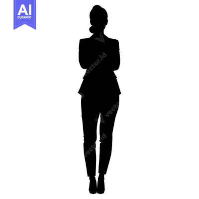 Aset desain premium: Silhouette of a woman standing with arms crossed