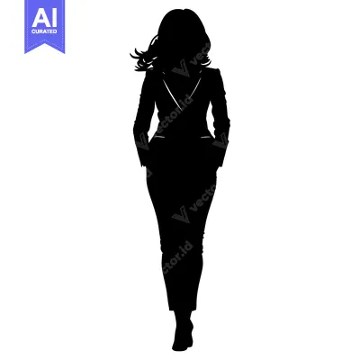 Aset premium populer: Silhouette of a Woman in a Suit with Hands in Pockets