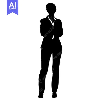 Premium design asset: Silhouette of a woman in a suit standing with arms crossed