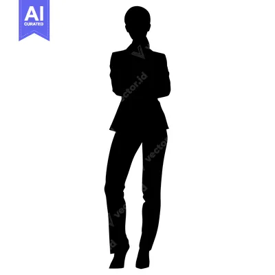 Aset premium populer: Silhouette of a Woman in a Suit with Her Arms Crossed