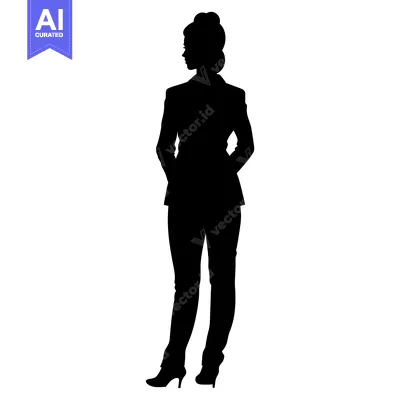 Aset premium populer: Silhouette of a Woman in a Suit Standing with Hands in Pockets