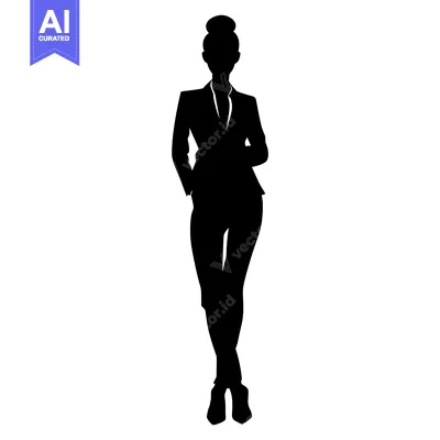 Silhouette of a Woman in a Suit Standing with Hands in Pockets
