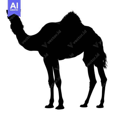 Aset premium populer: Silhouette of a Camel Standing in a Desert Landscape.