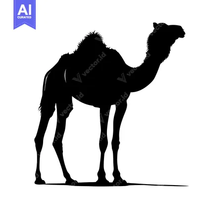 Aset premium populer: Silhouette of a Camel Standing in a Desert Landscape.
