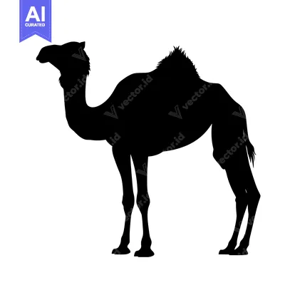 Aset premium populer: Silhouette of a Camel Standing in Profile.