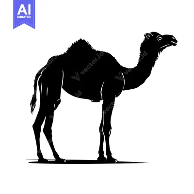 Premium design asset: Silhouette of a Camel Standing in Profile.