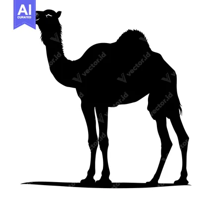 Premium design asset: Silhouette of a Camel Standing in Profile.