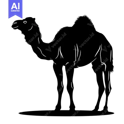 Silhouette of a Camel Standing in the Desert.